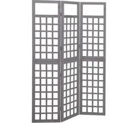 vidaXL Bois de Pin Cloison de Séparation à 3 Panneaux Séparateur de Pièce Diviseur Paravent Treillis Supports de Plantes Patio Gris 121x180 cm