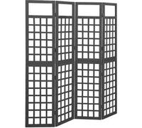 vidaXL Cloison de séparation 4 panneaux Bois de pin 161x180 cm Noir