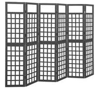 vidaXL Cloison de séparation à 6 panneaux Bois de pin Noir 242,5x180cm