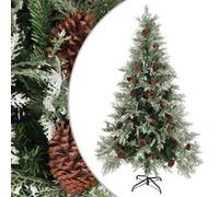 vidaXL Sapin de Noël avec pommes de pin Vert et blanc 195 cm PVC et PE