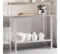 vidaXL Keukenwerktafel met bovenschap 110x55x120 cm roestvrij staal3208895 inox G