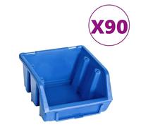 vidaXL Kit de 96 récipients pour petites pièces avec plaques murales bleu noir