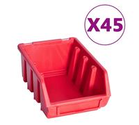 vidaXL Kit de 96 récipients pour petites pièces avec plaques murales rouge noir