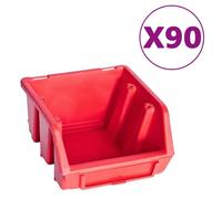 vidaXL Kit de 96 récipients pour petites pièces avec plaques murales rouge noir