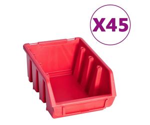 vidaXL Kit de 96 récipients pour petites pièces avec plaques murales rouge noir