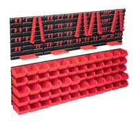 VidaXL Kit de bacs de stockage et panneaux muraux 136pcs Rouge et noir
