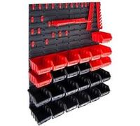 Kit de bacs de stockage et panneaux muraux 29 pcs - Rouge et noir