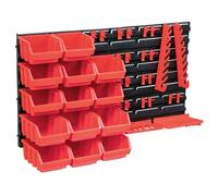 VidaXL Kit de bacs de stockage et panneaux muraux 39 pcs Rouge et noir