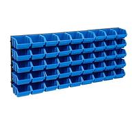 vidaXL Kit de bacs de stockage et panneaux muraux - boîte d'empilage 48 pcs - Bleu et noir