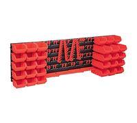 VidaXL Kit de bacs de stockage et panneaux muraux 80 pcs Rouge et noir