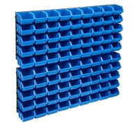 vidaXL Kit de bacs de stockage et panneaux muraux 96 pcs – Boîte d'empilage Bleu et Noir