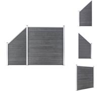 vidaXL Kit de clôture en WPC, comprenant 1 panneau droit et 1 panneau incliné, dimensions 273x186 cm, couleur grise - Panneaux de clôture