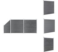 vidaXL Kit de clôture WPC 2 carrés + 1 oblique 446x186 cm Gris - Panneaux de clôture