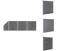 vidaXL Kit de clôture WPC 3 carrés + 1 oblique 619x186 cm Gris - Panneaux de clôture