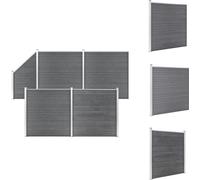 vidaXL Kit de clôture WPC 4 carrés + 1 oblique 792x186 cm Gris - Panneaux de clôture