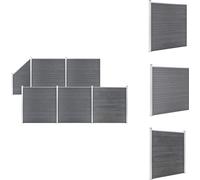 vidaXL Kit de clôture WPC 5 carrés + 1 oblique 965x186 cm Gris - Panneaux de clôture