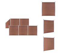 vidaXL Kit de clôture WPC 5 carrés + 1 oblique 965x186 cm Marron - Panneaux de clôture