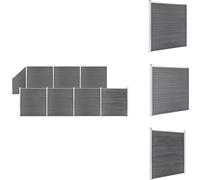vidaXL Kit de clôture WPC 7 carrés + 1 oblique 1311x186 cm Gris - Panneaux de clôture