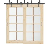 vidaXL Kit de ferrures pour portes coulissantes 213,5 cm Acier noir