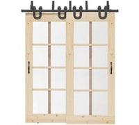 vidaXL Kit de quincaillerie de porte coulissante 183 cm Acier Noir, quincaillerie de porte coulissante, rail de porte de 3295733 Noir