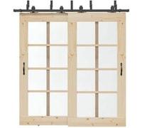 vidaXL Kit de quincaillerie de porte coulissante 213,5 cm acier noir, quincaillerie de porte coulissante, rail de porte de 3295732 Noir