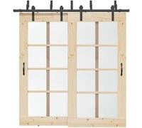 vidaXL Kit de quincaillerie de porte coulissante 213,5 cm acier noir, quincaillerie de porte coulissante, rail de porte de 3295724 Noir