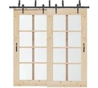 vidaXL Kit de quincaillerie de porte coulissante 213,5 cm acier noir, quincaillerie de porte coulissante, rail de porte de 3295726 Noir