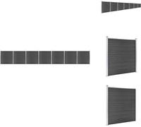 vidaXL Kit d'éléments de clôture WPC 1218x186 cm Noir - Panneaux de clôture