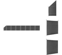 vidaXL Kit d'éléments de clôture WPC 1311x(105-186) cm Noir - Panneaux de clôture