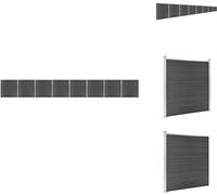 vidaXL Kit d'éléments de clôture WPC 1391x186 cm Noir - Panneaux de clôture