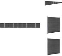 vidaXL Kit d'éléments de clôture WPC 1564x186 cm Noir - Panneaux de clôture