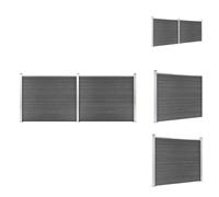 vidaXL Kit d'éléments de clôture WPC 353x146 cm Noir - Panneaux de clôture