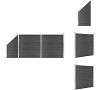 vidaXL Kit d'éléments de clôture WPC 446x(105-186) cm Noir - Panneaux de clôture