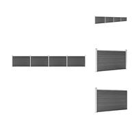 vidaXL Kit d'éléments de clôture WPC 699x105 cm Noir - Panneaux de clôture