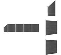 vidaXL Kit d'éléments de clôture WPC 792x(105-186)cm Noir - Panneaux de clôture