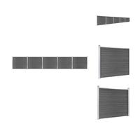vidaXL Kit d'éléments de clôture WPC 872x146 cm Noir - Panneaux de clôture