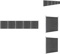 vidaXL Kit d'éléments de clôture WPC 872x186 cm Noir - Panneaux de clôture