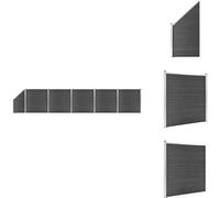 vidaXL Kit d'éléments de clôture WPC 965x(105-186) cm Noir - Panneaux de clôture