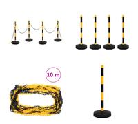 vidaXL Kit poteau à chaîne avec 10 m de chaîne en plastique - Kit poteau à chaîne - Kit poteau à chaîne - Kit poteau de signalisation - Kit poteau de signalisation