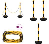 vidaXL Kit poteau à chaîne avec 10 m de chaîne en plastique - Kit poteau à chaîne - Kit poteau à chaîne - Kit poteau de signalisation - Kit poteau de signalisation
