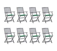 vidaXL Klappbare Gartenstühle 8 Stk. mit Kissen Massivholz Akazie
