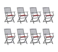 vidaXL Klappbare Gartenstühle 8 Stk. mit Kissen Massivholz Akazie