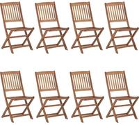 vidaXL Klappbare Gartenstühle 8 Stk. mit Kissen Massivholz Akazie