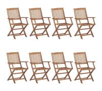 vidaXL Klappbare Gartenstühle 8 Stk. mit Kissen Massivholz Akazie