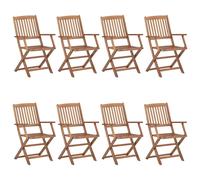 vidaXL Klappbare Gartenstühle 8 Stk. mit Kissen Massivholz Akazie