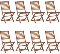 vidaXL Klappbare Gartenstühle 8 Stk. mit Kissen Massivholz Akazie
