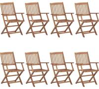 vidaXL Klappbare Gartenstühle 8 Stk. mit Kissen Massivholz Akazie
