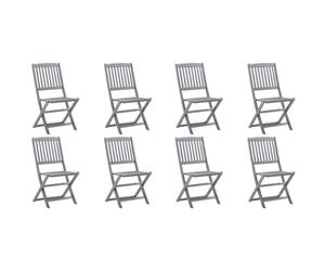 vidaXL Klappbare Gartenstühle 8 Stk. mit Kissen Massivholz Akazie