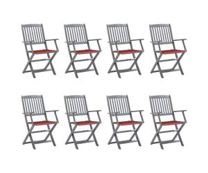 vidaXL Klappbare Gartenstühle 8 Stk. mit Kissen Massivholz Akazie