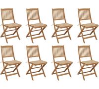 vidaXL Klappbare Gartenstühle mit Kissen 8 Stk. Massivholz Akazie